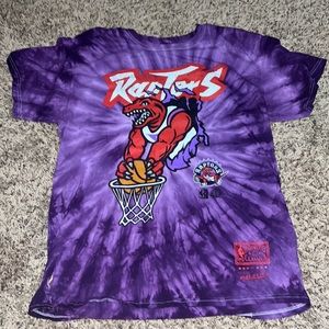 Retro 1990s 90s Toronto Raptors Tie Dye T Shirt Tee Mitchell & Ness Size Large